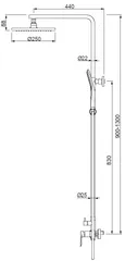 Душова колона зі змішувачем Koer KB-52028-01, 2 функції (KR5309)