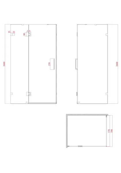 Бічна стінка до кабіни Koer SR SW04-80x200-TR-01 прозоре скло Easy Clean 10мм, хром (KR5389)