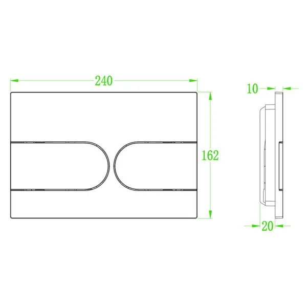 Панель змиву Koer KT-0604-07 240x160x10mm пластикова, кнопка закруглена (колір графіт) (KR5325)