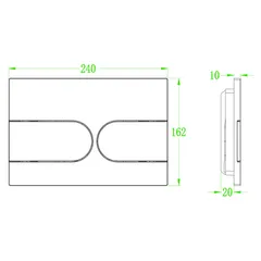 Панель змиву Koer KT-0604-01 240x160x10mm пластикова, кнопка закруглена (колір хром) (KR5323)