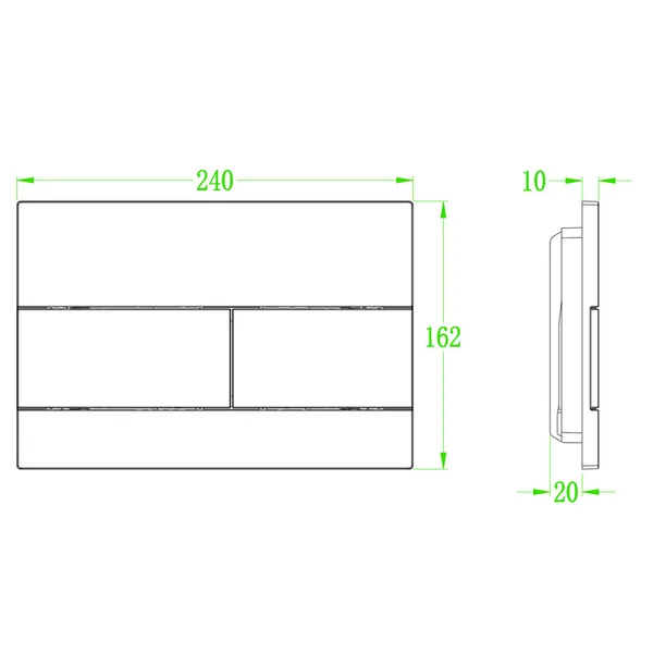 Панель змиву Koer KT-0603-05 240x160x10mm пластикова, кнопка лінійна (колір чорний матовий) (KR5320)