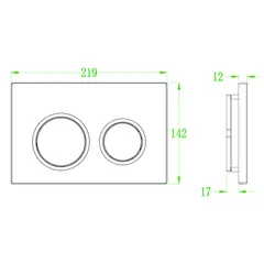 Панель змиву Koer KT-0605-01 220x140x12mm пластикова, кнопка кругла (колір хром) (KR5317)