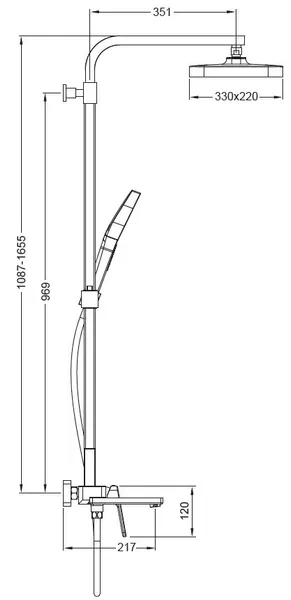 Душова колона зі змішувачем Koer KB-56031-05, 3 функції (KR5439)