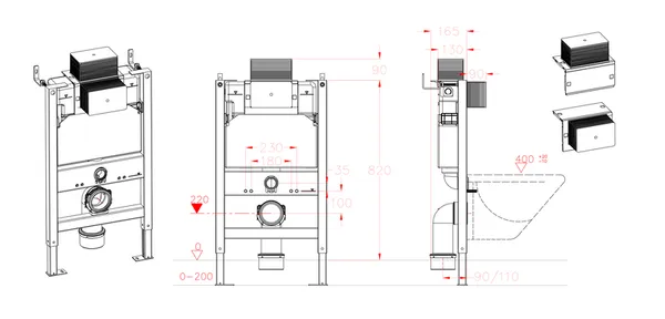 Інсталяція для підвісного унітазу Koer KT-0403 500x165x820mm (без панелі змиву) (KR5313)
