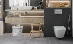 Панель змиву Koer KT-0604-01 240x160x10mm пластикова, кнопка закруглена (колір хром) (KR5323)