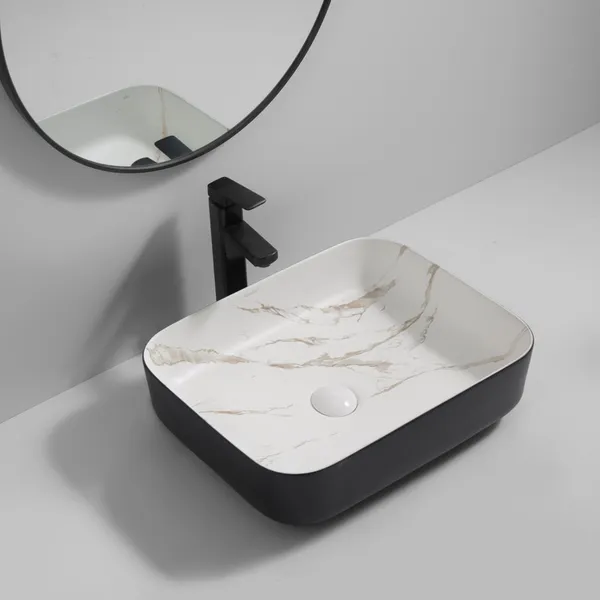 Раковина накладна MIXXUS PREMIUM DIVERSE-0110 MARBLE-BLACK 500х390х130mm (MP6517)
