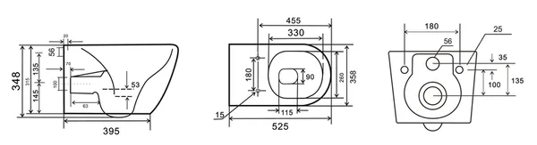 Унітаз підвісний Mixxus Premium ELLIPSE-0309-T1 GRAY 530x360x350mm система змиву TORNADO 1.0 (MP6655)