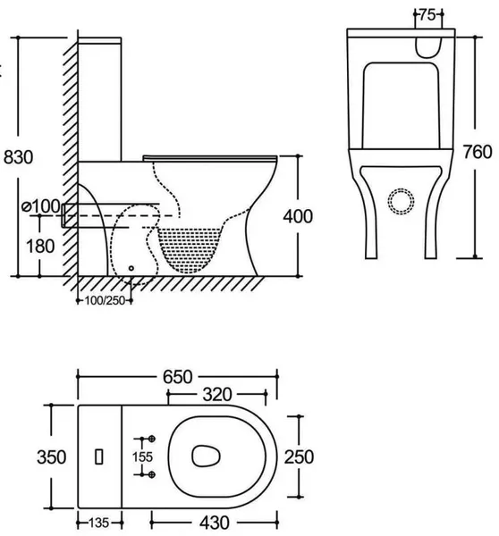 Унітаз-компакт Mixxus WAVE-0402-T3 650x350x830mm система змиву TORNADO 3.0 (MI7037)