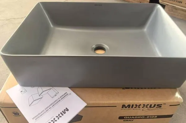 Раковина накладна Mixxus Premium QUADRO-0108 GRAY 550x390x145mm (MP6652)
