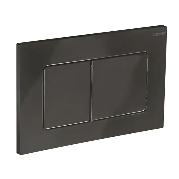 Панель змиву Koer KT-0602-16 240x160x10mm пластикова, кнопка квадратна (колір чорний глянцевий) (KR5182)
