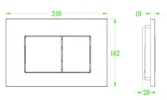 Панель змиву Koer KT-0602-16 240x160x10mm пластикова, кнопка квадратна (колір чорний глянцевий) (KR5182)