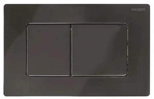 Панель змиву Koer KT-0602-16 240x160x10mm пластикова, кнопка квадратна (колір чорний глянцевий) (KR5182)
