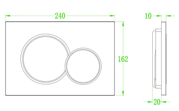 Панель змиву Koer KT-0601-01 240x160x10mm пластикова, кнопка кругла (колір хром) (KR5174)