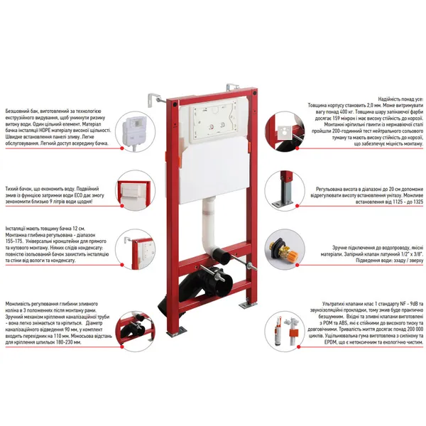 Комплект: Mixxus Premium Ellipse-SET-2101 Gray Унітаз система змиву Tornado 3.0+ Інсталяція Koer KT-0404 + панель KT-0604-07 Gun