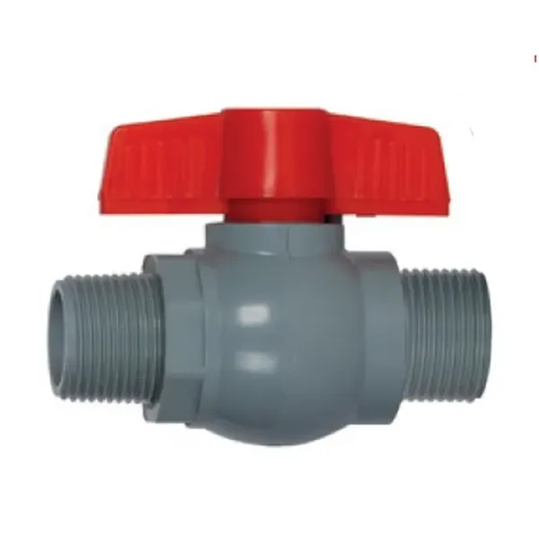 Кран кульовий PLAMIX PVN-1/2" MM PVC, ручка "метелик" (grey+red) (PM0704)