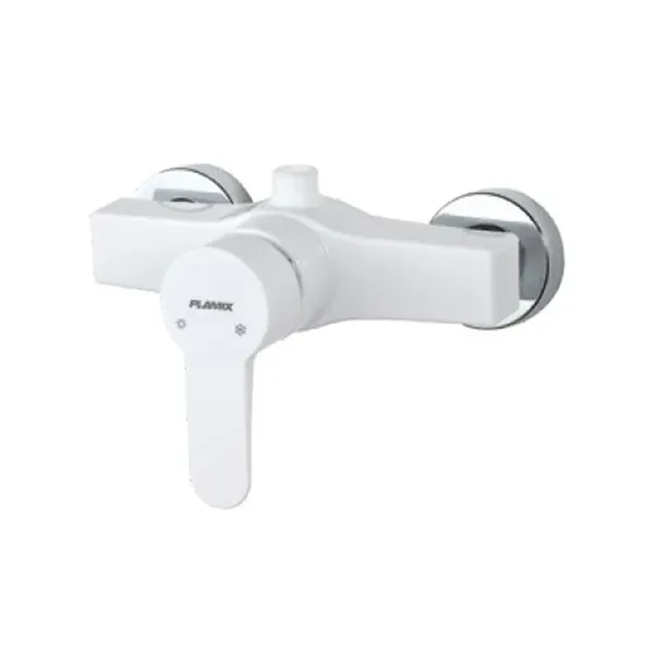 Змішувач для душа PLAMIX MARIO-003 SET WHITE (зі шлангом, лійкою та кронштейном) (MX1894)