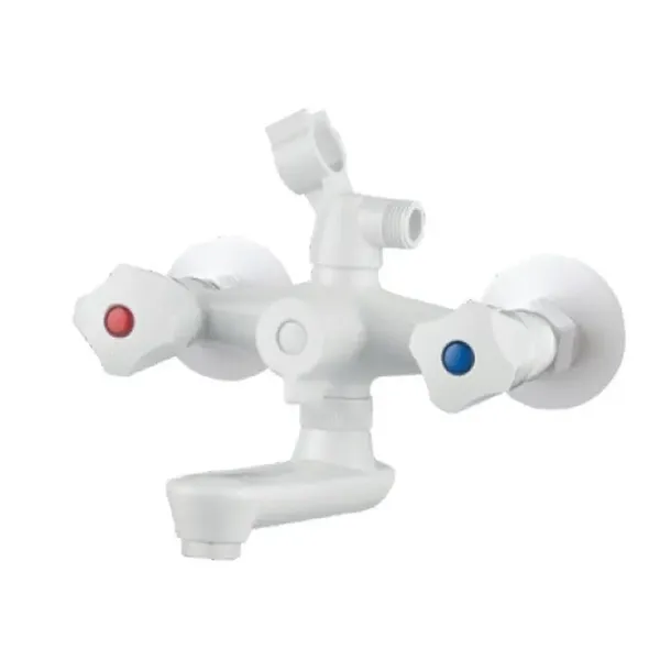Змішувач для ванни PLAMIX OMEGA-142 EURO SET WHITE (зі шлангом, лійкою та кронштейном) (MX9699)