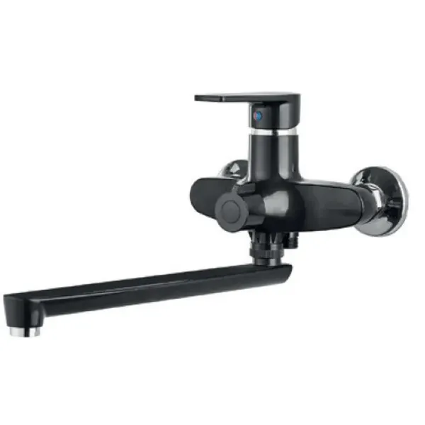 Змішувач для ванни PLAMIX OSCAR-006 EURO SET BLACK (зі шлангом, лійкою та кронштейном) (MX1896)