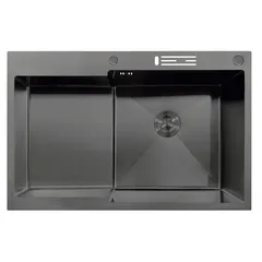 Мийка MIXXUS MH7849R-HK NANO-BLACK (3.0/0.9) з нержавіючої сталі "глибоке крило", з підставкою під ножі (MX1938)
