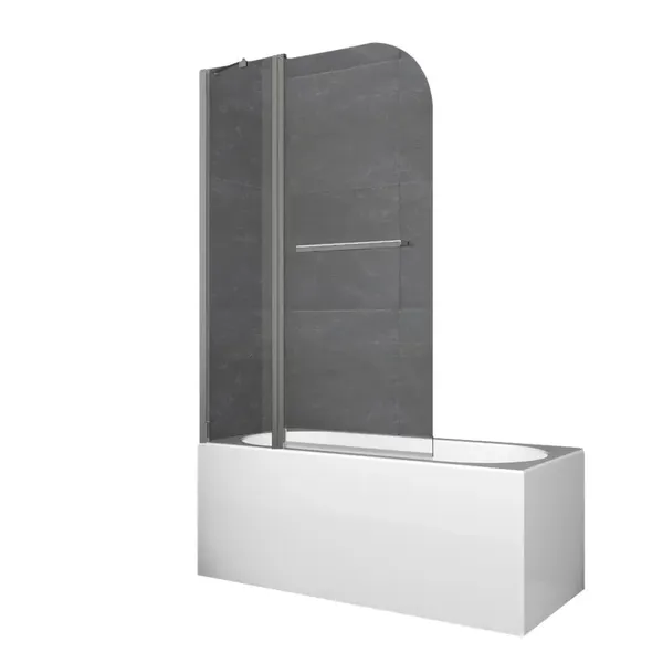 Шторки скляні на ванну Koer SR BS04-95x140-TR-07 прозоре скло 6мм, графіт (KR5404)