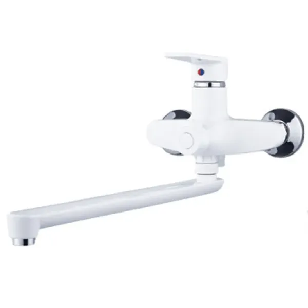 Змішувач для ванни PLAMIX OSCAR-006 EURO SET WHITE (зі шлангом, лійкою та кронштейном) (MX1895)