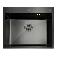 Мийка з нержавіючої сталі MIXXUS MH5843 DECOR NANO-BLACK (3.0/0.8) колір графіт (MI7042)