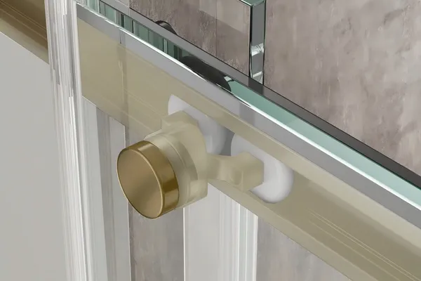Душова кабіна без піддону Koer SR SC03-90x90x200-TR-12 прозоре скло Easy Clean 6мм, матове золото (KR5358)