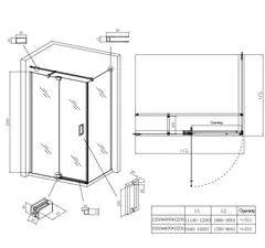 Душова кабіна без піддону Koer SR SC02-120x90x200-TR-01 прозоре скло Easy Clean 8мм, хром (KR5354)