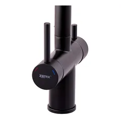 Кухонний змішувач на дві води Zerix LUX-024 Black з висувною лійкою (нерж. сталь) (ZX5556)