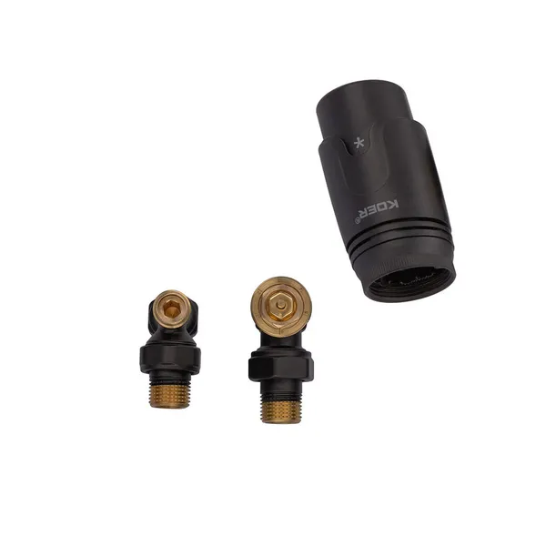 Комплект для підключення радіатора Koer SET-24.Black - 1/2'' кутовий з термоголовкою (KR5283)