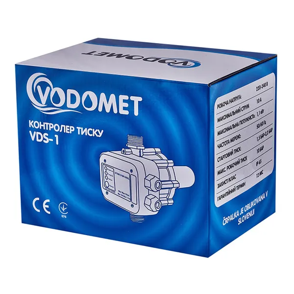 Контролер тиску Vodomet VDS-1 електронний для насоса 1,1кВт,1", з кабелем (VO4200)