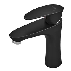 Змішувач для умивальника Plamix Cezar-001 SET Matte black (з підведенням) (PM0662)