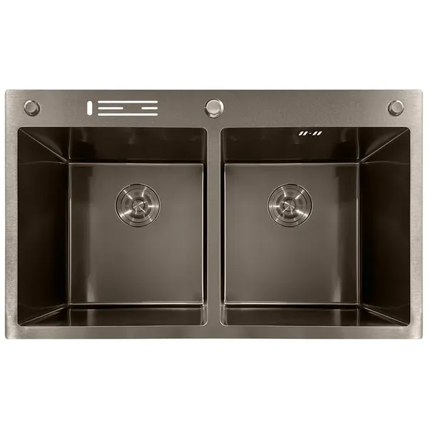 Мийка з нержавіючої сталі MIXXUS MH8350-DK NANO-BLACK (3.0/0.8) колір графіт (MI7053)