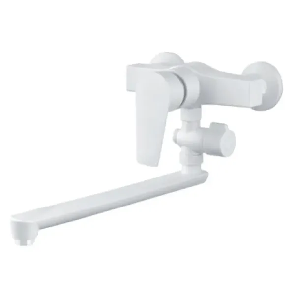 Змішувач для ванни PLAMIX OSCAR-006 SET WHITE (зі шлангом, лійкою та кронштейном) (PM0703)