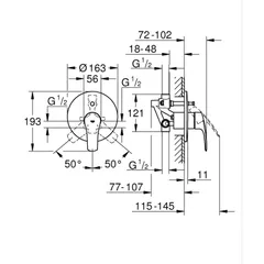 Прихована душова система Grohe Eurosmart New Tempesta 200 (UA25183003)