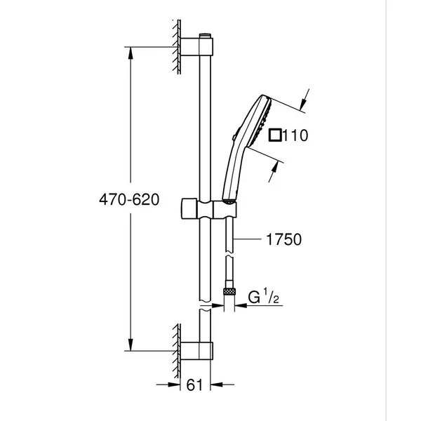 Душовий гарнітур Grohe Tempesta Cube 2 режими 110 (267482433)