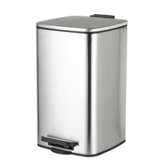 Відро для сміття з плавним закриттям квадратне Zerix Kubix-TC0108 SS Color 8л колір нержавійка (ZX5891)