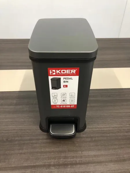 Відро для сміття з плавним закриттям прямокутне Koer TC-010108-07 8 л колір графіт (KR5591)
