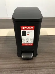 Відро для сміття з плавним закриттям прямокутне Koer TC-010108-05 8 л колір чорний (KR5593)