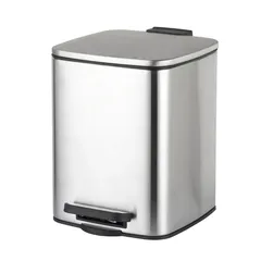Відро для сміття з плавним закриттям квадратне Zerix Kubix-TC0106 SS Color 6л колір нержавійка (ZX5889)