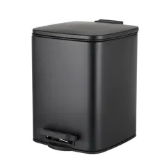 Відро для сміття з плавним закриттям квадратне Zerix Kubix-TC0106 Black 6 л колір чорний (ZX5890)