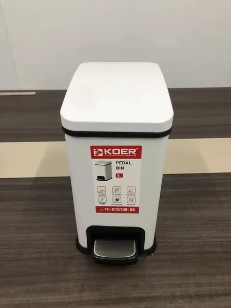 Відро для сміття з плавним закриттям прямокутне Koer TC-010108-08 8 л колір білий (KR5592)