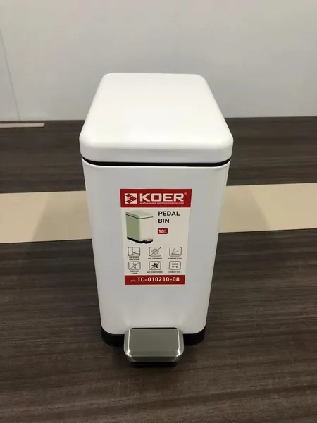 Відро для сміття з плавним закриттям прямокутне Koer TC-010210-08 10 л колір білий (KR5598)