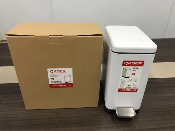 Відро для сміття з плавним закриттям прямокутне Koer TC-010210-08 10 л колір білий (KR5598)
