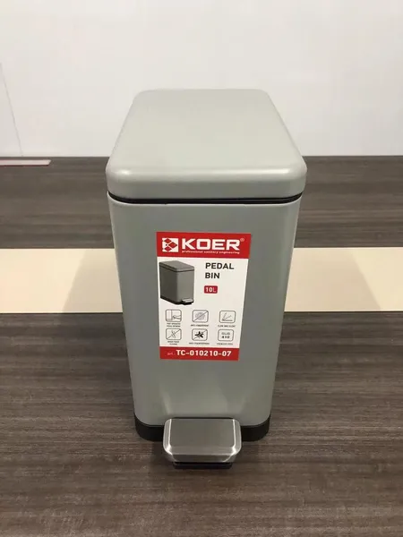 Відро для сміття з плавним закриттям прямокутне Koer TC-010210-07 10 л колір сірий (KR5599)