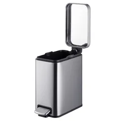 Відро для сміття з плавним закриттям прямокутне Mixxus Premium Quadro-TC0105 SS Color 5л колір нержавійка (MI7062)