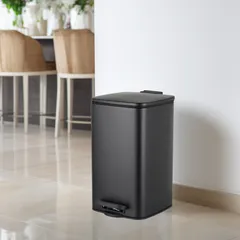 Відро для сміття з плавним закриттям квадратне Zerix Kubix-TC0108 Black 8 л колір чорний (ZX5892)