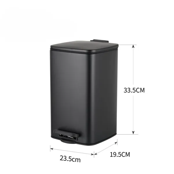 Відро для сміття з плавним закриттям квадратне Zerix Kubix-TC0108 Black 8 л колір чорний (ZX5892)