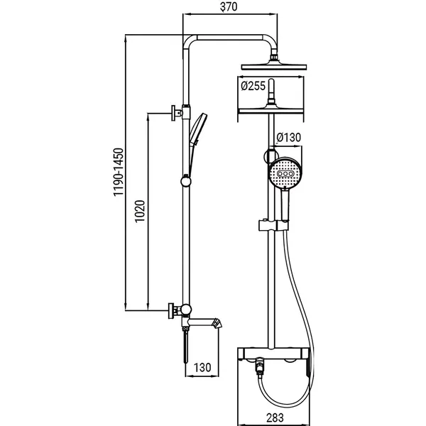 Душова колонна зі змішувачем Koer KB-56029-07 3 функції, колір графіт (KR5497)