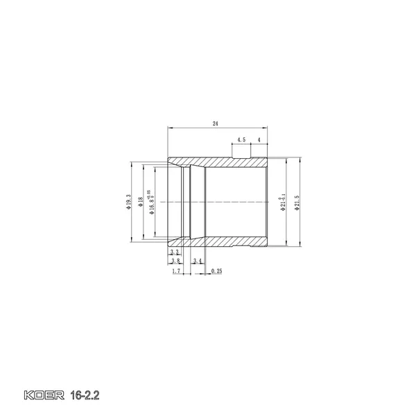 Гільза монтажна насувна Koer KA.S16 - 16-2.2mm (KR4899)